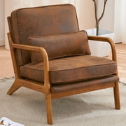 UBesGoo Modern Wood Club Chair Bronzing Cloth Fabric Upholstered Reading Accent Chair with Solid Wood Frame Brown