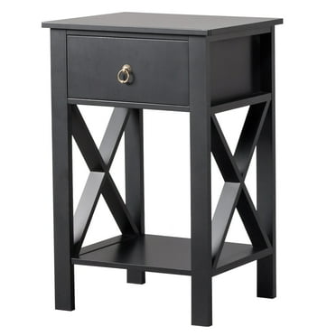 UBesGoo Night Stands for Bedroom Rustic Nightstand Bedside End Tables with Drawer Storage,Black