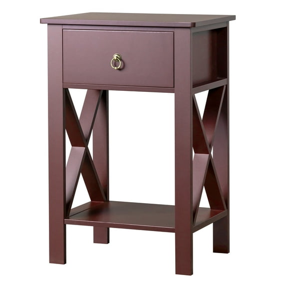 UBesGoo Night Stands for Bedroom Rustic Nightstand Bedside End Tables with Drawer Storage,Brown