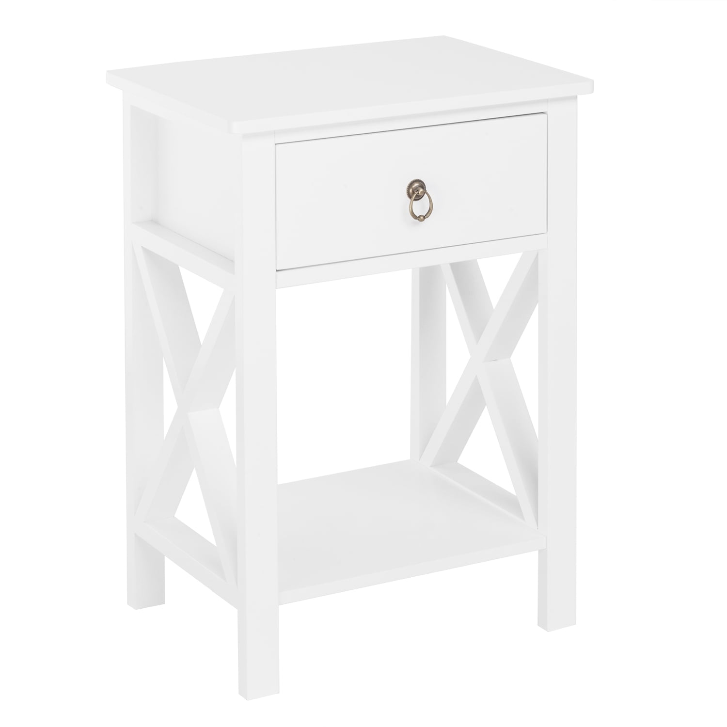 UBesGoo Night Stands for Bedroom Rustic Nightstand Bedside End Tables with Drawer Storage,White