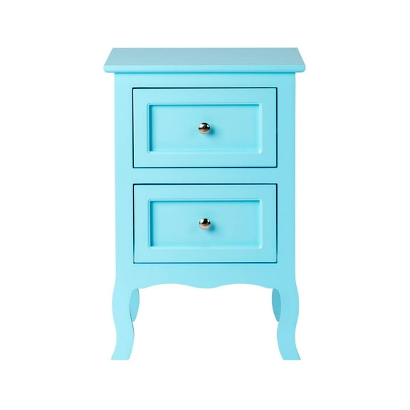 UBesGoo Nightstand End Table with 2 Drawer,Light Blue Finish