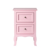 UBesGoo Nightstand End Table with 2 Drawer,Pink Finish