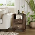 thumbnail image 1 of UBesGoo Nightstand with Charging Station for Bedroom,Side Table with 2-Drawer, Brown, 1 of 10