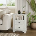 thumbnail image 1 of UBesGoo Nightstand with Charging Station for Bedroom,Side Table with 2-Drawer, White, 1 of 8