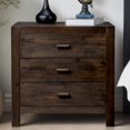 thumbnail image 1 of UBesGoo Nightstand with USB Charging Station, 3 Drawer Dresser Side Table, Soild wood & MDF with Solid Wood Veneer, Brown, 1 of 11