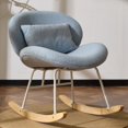 thumbnail image 1 of UBesGoo Nursery Rocking Chair, Modern Accent Chair with Padded Seat and Wooden Metal Frame, Teddy Fleece Upholstered Glider Rocker, Comfy Nest Style, Light Blue, 1 of 8