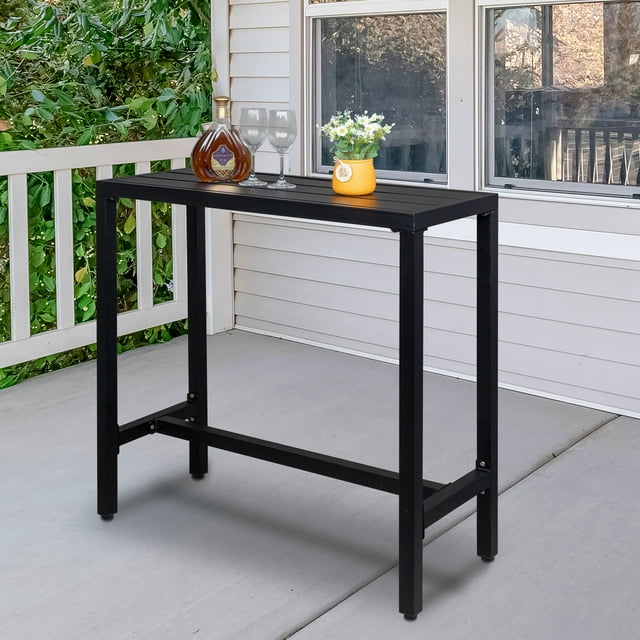 UBesGoo Outdoor Iron Bar Table, 40'' Rectangle Patio Counter Height