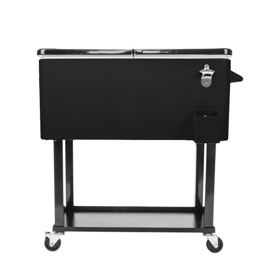 UBesGoo Outdoor Patio 80 quart Party Portable Rolling Cooler Wheeled Ice Chest Black
