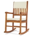 thumbnail image 1 of UBesGoo Acacia Wood Rocking Chair with Gray Foam Cushion for Outdoor Use, Natural Wood Frame, 1 of 7