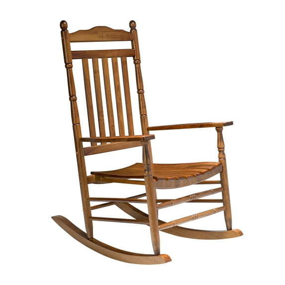 UBesGoo Outdoor and Indoor Wood Rocking Chair with High Back Seat, Brown