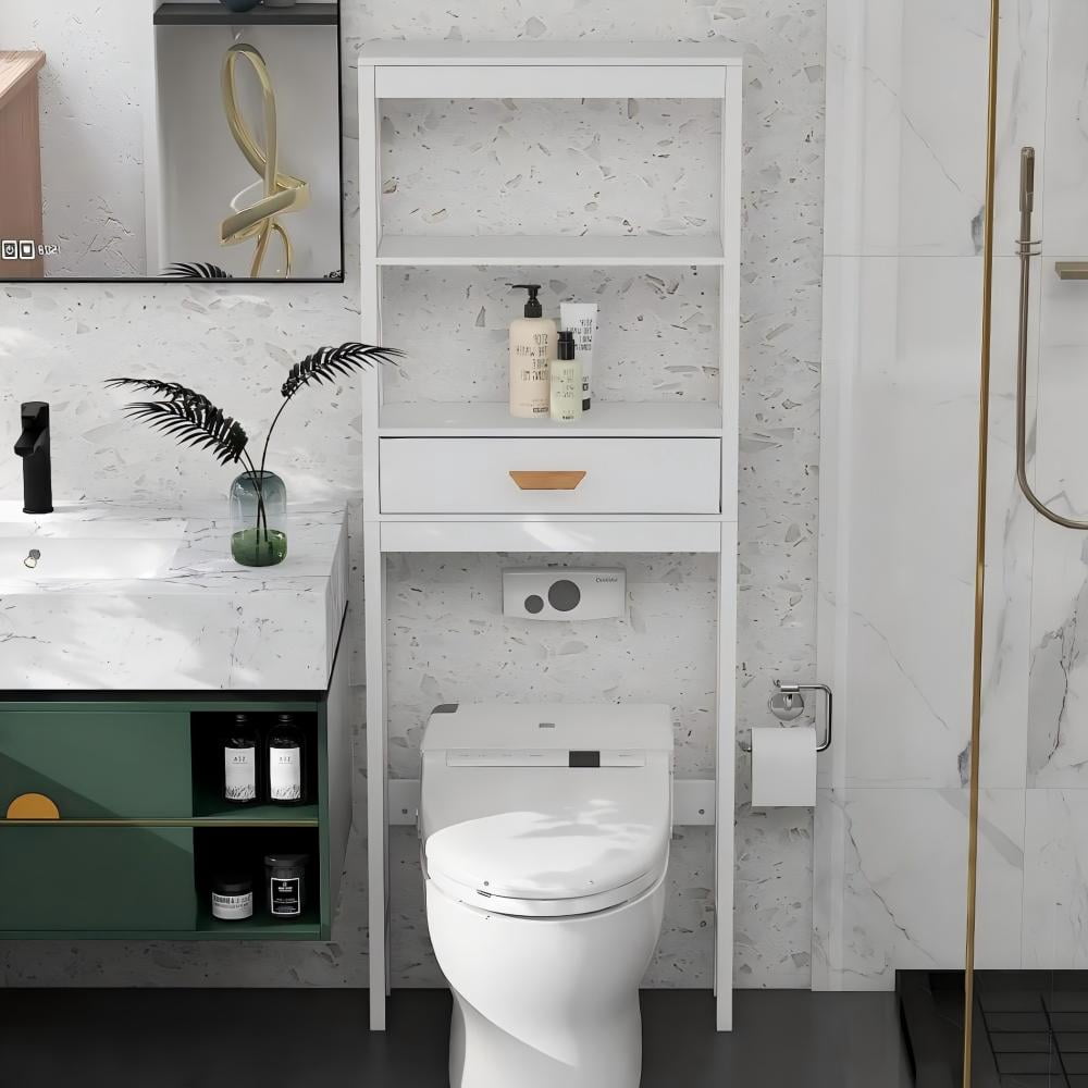 View of UBesGoo Over-The-Toilet Storage Rack Space-Saving Bathroom Cabinet with ...