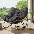 thumbnail image 1 of UBesGoo Oversized Papasan Rocking Chair, 35.8x48x30.7 in, Indoor Outdoor Patio Garden Egg Lounge Chair with Cushion, Dark Gray, 1 of 10