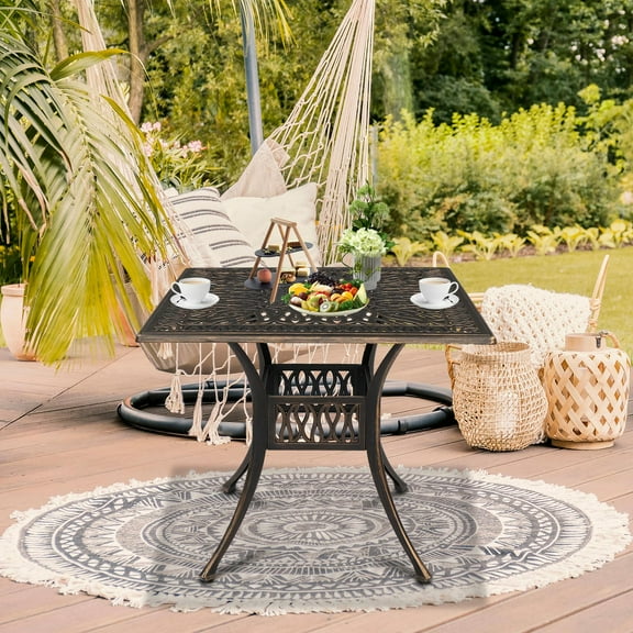 UBesGoo Patio Bistro Table, Square for Balcony Garden Yard Lawn