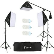 UBesGoo Photography Softbox Lighting Kit Continuous Lighting System Photo Equipment Soft Studio Light with Light Stands and Convenient Carry Bag 3 softboxes-24x24