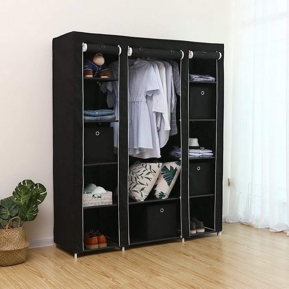 UBesGoo Portable Closet Organizer Wardrobe Storage Clothes Organizer with  12 Shelves, Black
