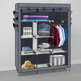 thumbnail image 1 of UBesGoo Portable Closet Storage Organizer Wardrobe Clothes Rack Shelves Gray, 1 of 6