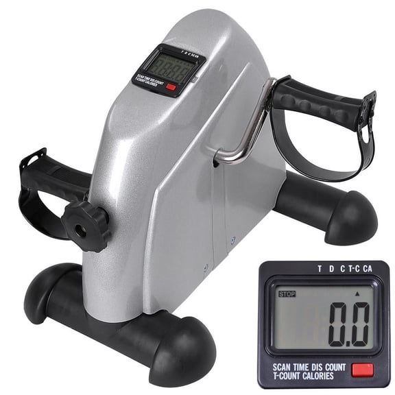 UBesGoo Portable Mini Under Desk Exercise Bike, Adjustable Resistance, LCD Monitor, Silver