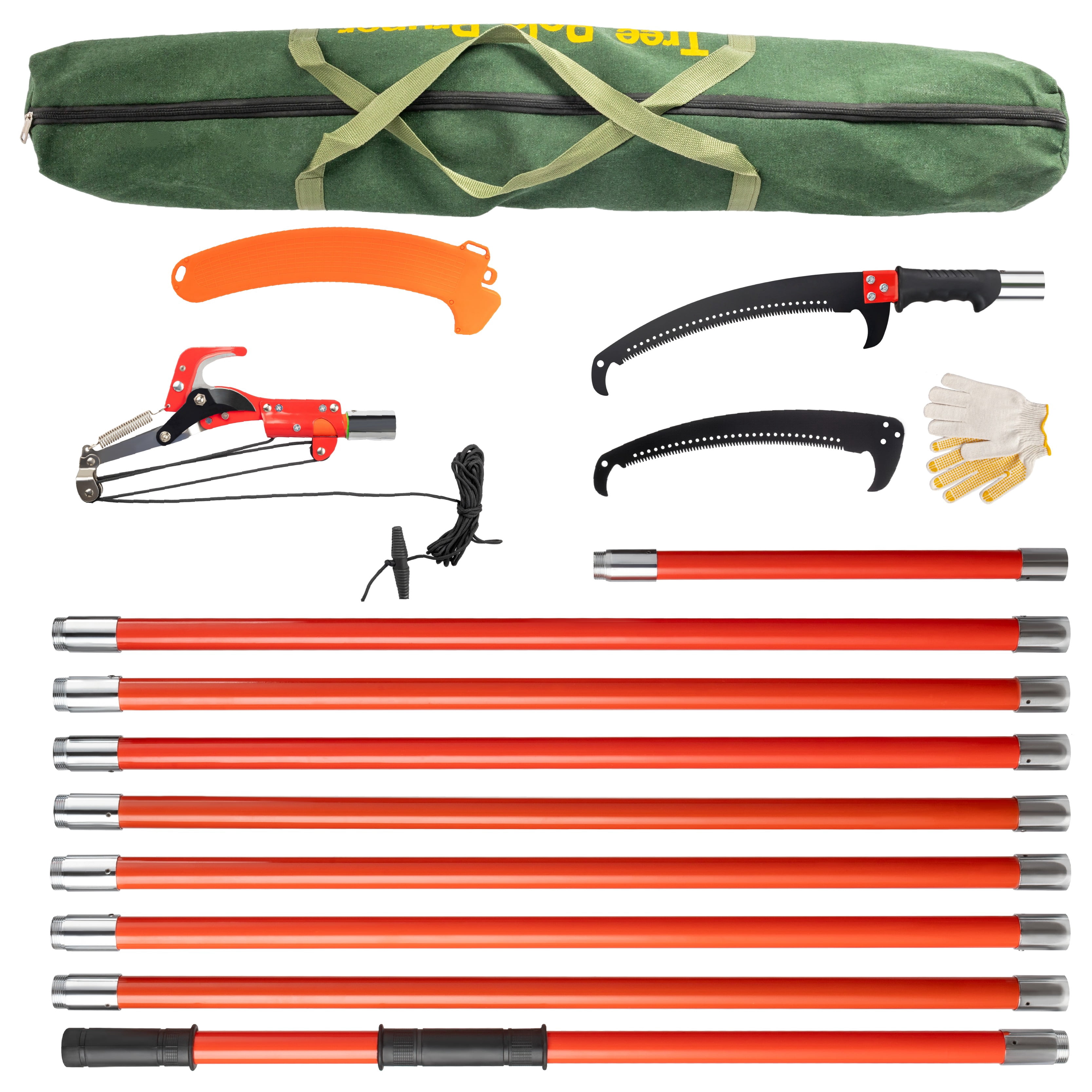 UBesGoo Professional Extendable 30ft Pole Saw - Heavy Duty Tree Trimmer with Sharp Steel Cutter & Carry Case, Orange