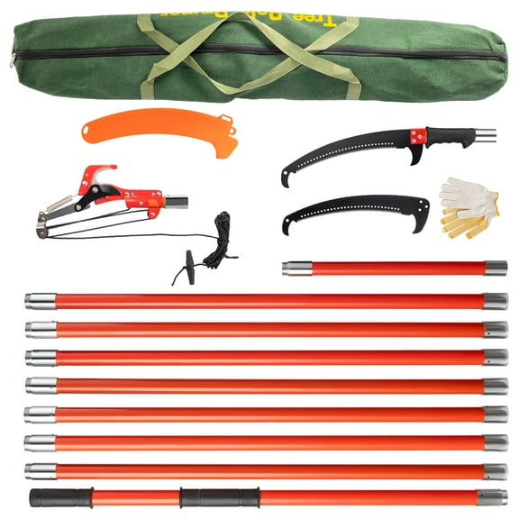 UBesGoo Professional Extendable 30ft Pole Saw - Heavy Duty Tree Trimmer with Sharp Steel Cutter & Carry Case, Orange