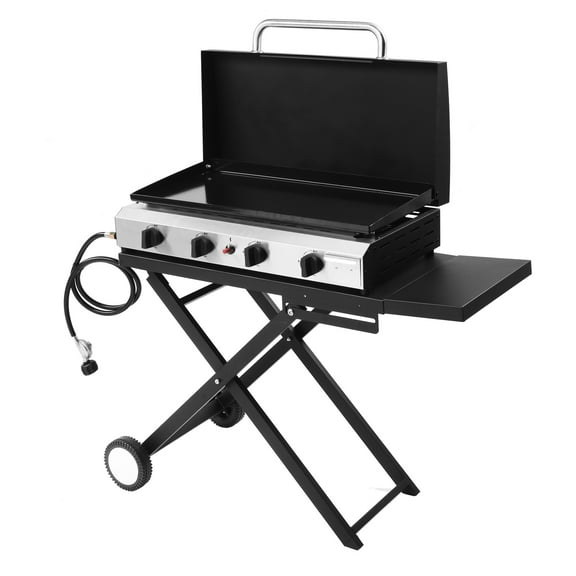 UBesGoo Propane Griddle Table Top Grill 4 Burner with Wheels Camping Griddle Portable Outdoors