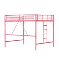 thumbnail image 1 of UBesGoo Queen Metal Loft Bed Frame with Horizontal Guardrail, Vertical Ladder with Rubber Anti-Slip Pads, Safe Heavy-Duty Frame, Pink, 1 of 6