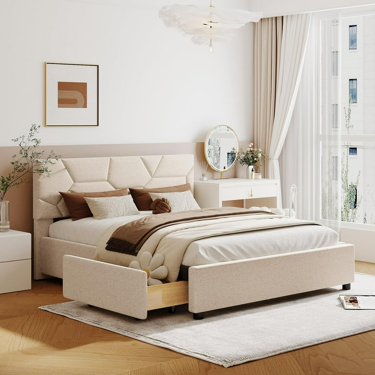 Double bed with storage space outlet