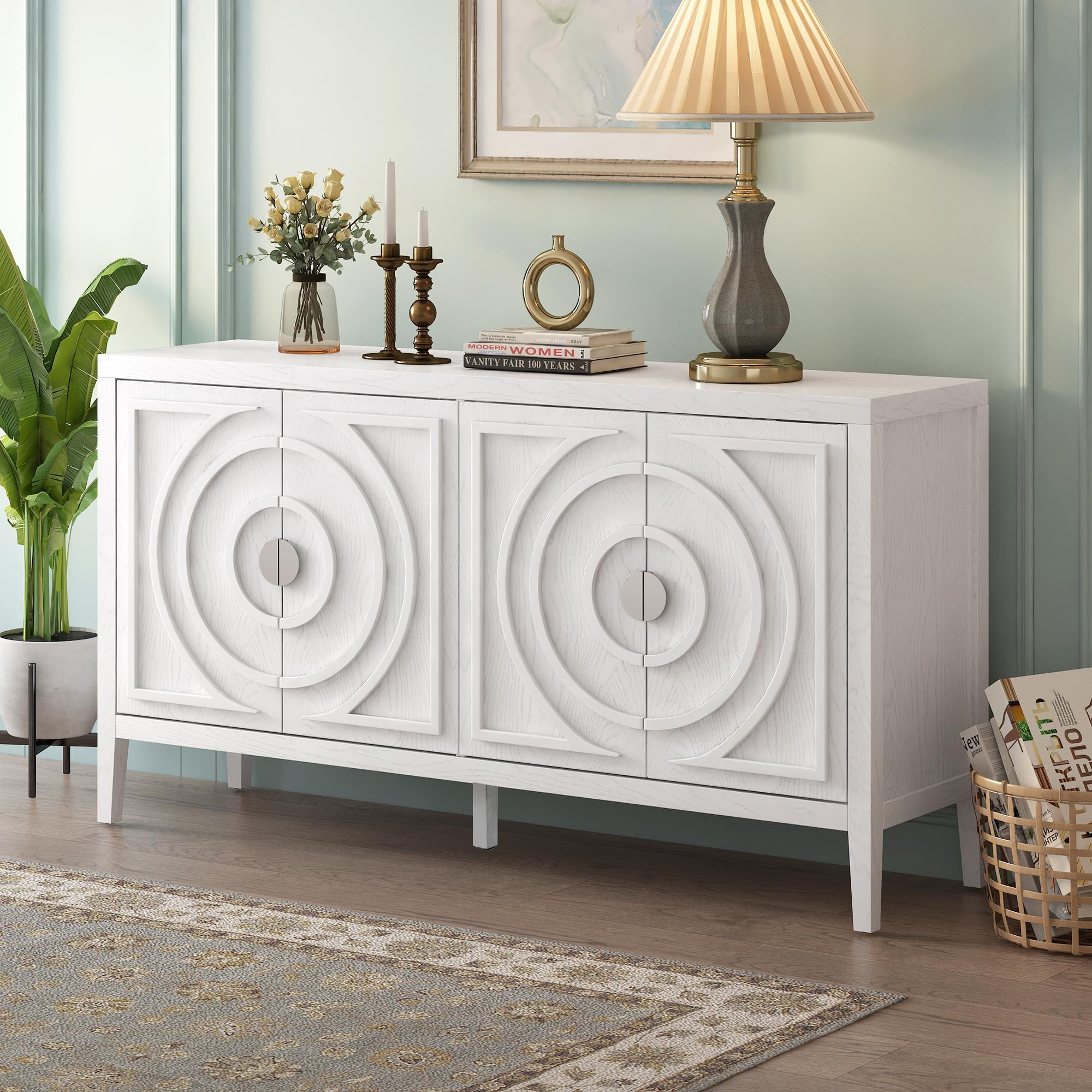 UBesGoo Retro Sideboard Door with Circular Groove Design Round Metal