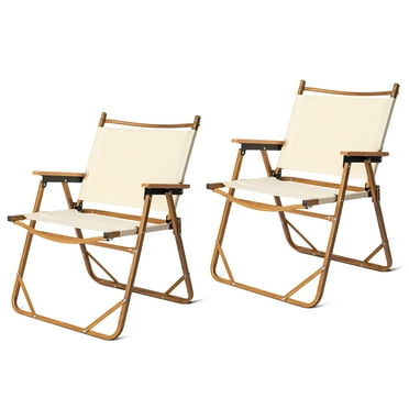 UBesGoo Set of 2 Camping Chair Folding Portable Armchairs Beige