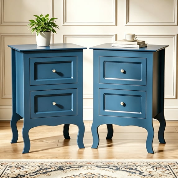 UBesGoo Set of 2 Nightstand, Side Table Night Table, Blue