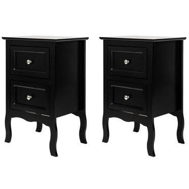 UBesGoo Set of 2 Nightstand Wood End Tables Bedroom Table Furniture, Black
