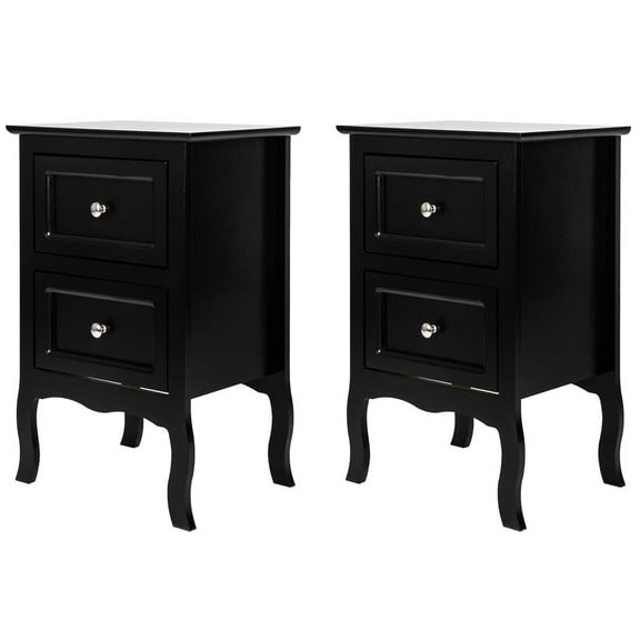 UBesGoo Set of 2 Nightstand Wood End Tables Bedroom Table Furniture, Black