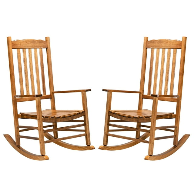 UBesGoo Set of 2 Rocking Chairs for Living Room, Lawn, Yard, Wood ...