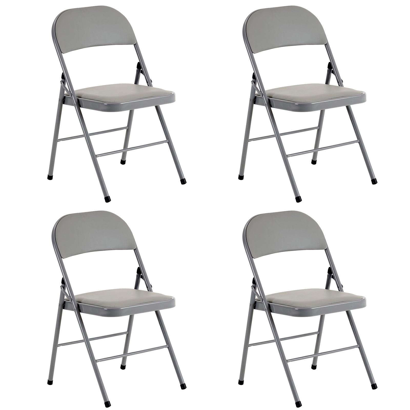 UBesGoo Set of 4 Padded Folding Chair Portable Dining Chairs Heavy Duty  Party Chairs with Metal Frame Gray