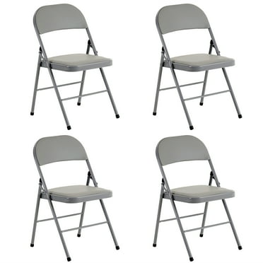 UBesGoo Set of 4 Padded Folding Chair Portable Dining Chairs Heavy Duty Party Chairs with Metal Frame Gray