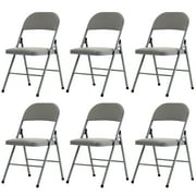 UBesGoo Set of 6 Padded Folding Chair Portable Dining Chairs Heavy Duty Party Chairs with Metal Frame Gray