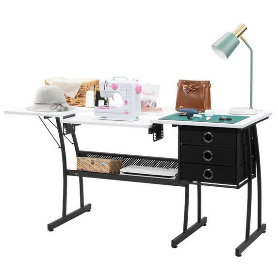 UBesGoo Sewing Desk Multipurpose/Sewing Table Craft Table Sturdy Computer Desk with Drawer