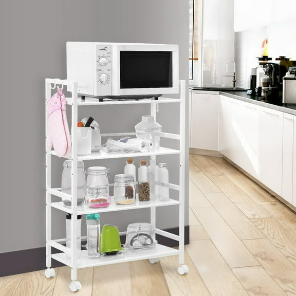 UBesGoo Shelving Rack 4 Tier Shelf Shelves Rolling Wheeled Kitchen Storage Utility Cart