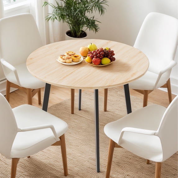 UBesGoo Simplistic Round Dining Table for 2/4, 35.4" Modern Kitchen Table Dinette Table for Dining Room, Light Oak