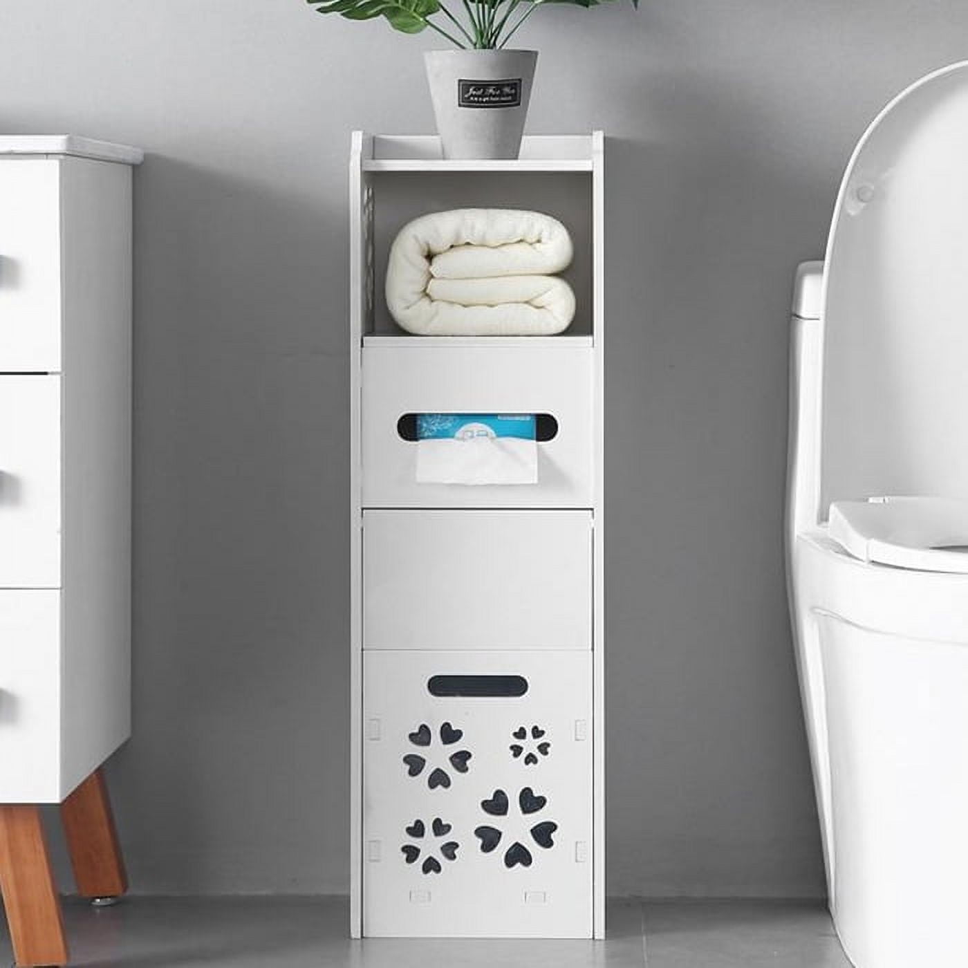 UBesGoo Small Bathroom Storage Floor Cabinet, Free Standing Corner ...