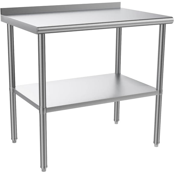 UBesGoo Stainless Steel Table for Prep & Work with Backsplash 36x24 Inches, Commercial Kitchen Table for Restaurant, Home and Hotel