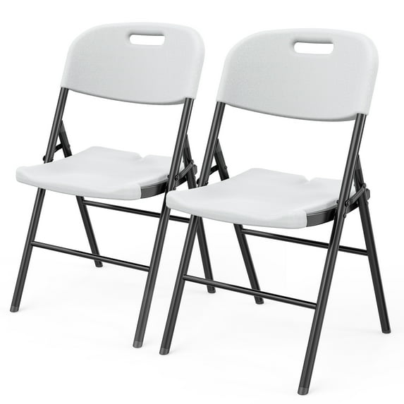 UBesGoo Steel Indoor Folding Chair, White (Set of 2)
