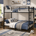 thumbnail image 1 of UBesGoo Steel Twin Over Twin Bunk Bed Frame, 14.8" Tall Guardrail, Space-Saving for Bedroom & Dorm Room, Sturdy for Adults, Black, 1 of 10