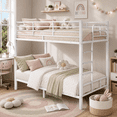 thumbnail image 1 of UBesGoo Steel Twin Over Twin Bunk Bed Frame, 14.8" Tall Guardrail, Space-Saving for Bedroom & Dorm Room, Sturdy for Adults, White, 1 of 10