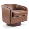 thumbnail image 1 of UBesGoo Swivel Accent Chair with High Resilience, PU Single Lounge Chair, Upholstered Club Armchair for Office Living Room, Brown, 1 of 8