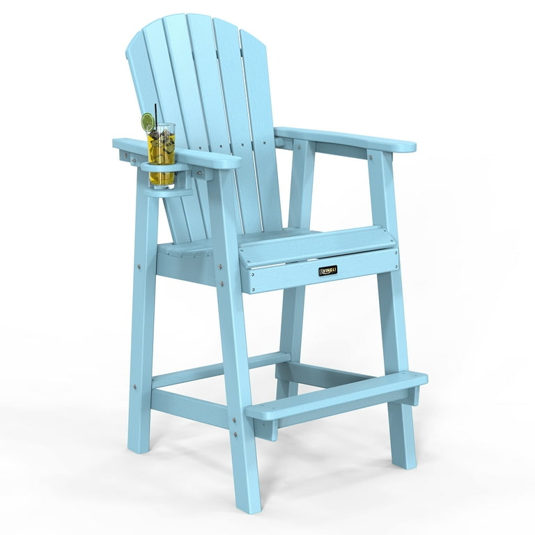 UBesGoo Tall Adirondack Chair, HDPE, Cup Holder, for Outdoor Deck