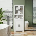 UBesGoo Tall Bathroom Cabinet Storage with 4 Doors & 2 Drawers, Wooden ...