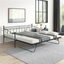 UBesGoo Twin Size Metal Daybed with Adjustable Trundle, Pop Up Trundle, Black