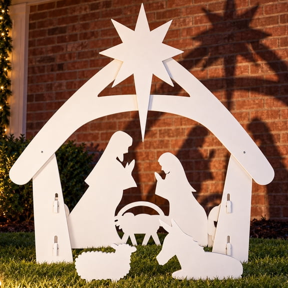 UBesGoo Weatherproof Lawn Nativity Scene Yard Display Outdoor Nativity Sets for Christmas