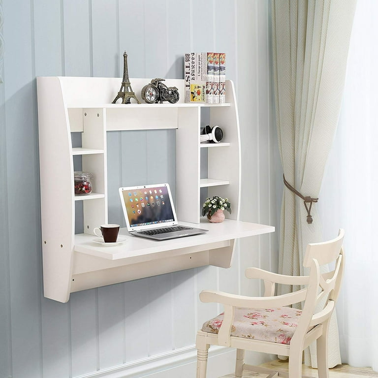 Desk on sale mounted shelf