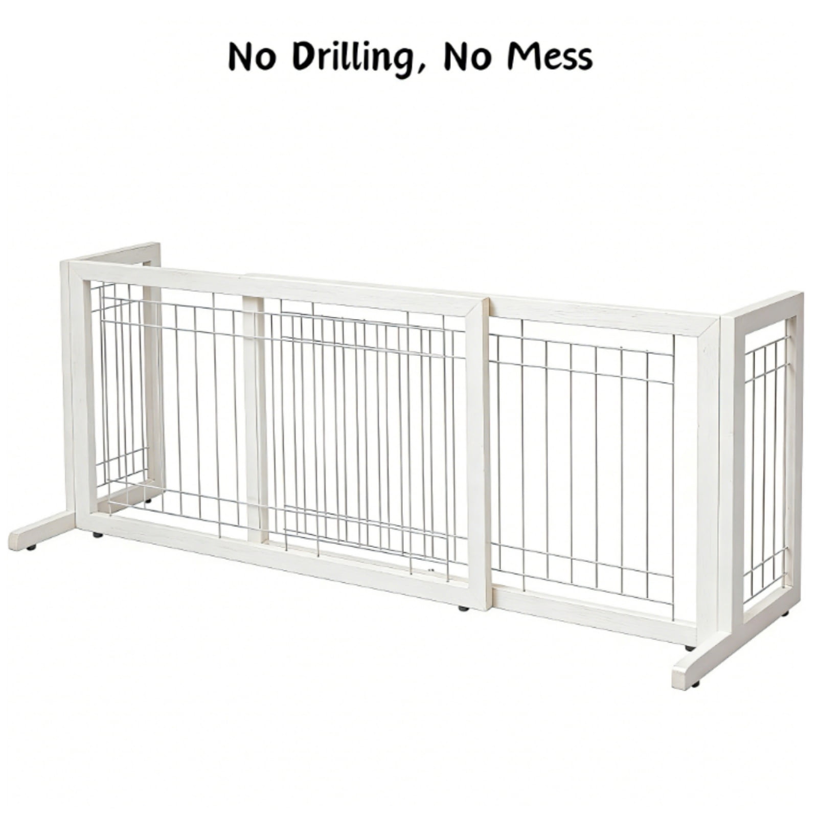 UBesGoo White Metal Pet Gate, No-Drill Adjustable Folding Design for Indoor Safety Barrier